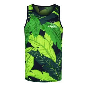 Pakistani Leverancier Aanpassen Ontwerp Sublimatie Polyester Sport Fitness Gym Tanktops Op Maat Gemaakt Vest Hardlopen Voor Mannen