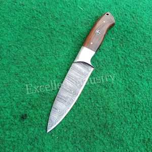 Cuchillo de carne de Damasco hecho a mano personalizado de alta calidad, cuchillo de Chef de cocina afilado con mango de madera con Funda de cuero - Product Image 3