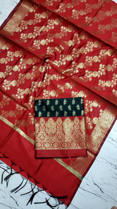 Conjunto de Kurti de Seda Semi-Kataan Banarasi Étnico para Mujer, Hecho a Mano, Vestido Tradicional Indio, Protección Solar, Secado Rápido, para Fiestas - Product Image 6