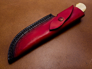 OEM Customizable Damascus Steel Hunting <b>Knife</b> with Camel Bone Handle and Leather Sheath <b>Twisted</b> Pattern for EDC-Wholesale - Product Image 5