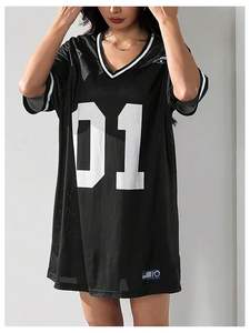 เสื้อเจอร์ซีย์ฟุตบอลคอวีขนาดใหญ่พิเศษเสื้อ Y2k แนวสตรีทสวมใส่สบายทันสมัย - Product Image 3