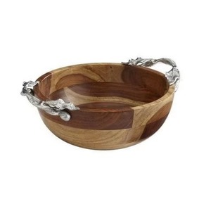 Amazing Quality New Design Wooden Serving Bowl With Metal Handles Trending Industry for Housewarming Gifts Dinner Table Decor - Product Image 5
