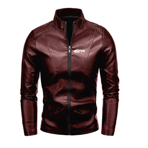 Blousons en cuir pour hommes blouson d'aviateur Blouson moto asymétrique zippé pour hommes Blouson motard coupe ajustée pour hommes - Product Image 1