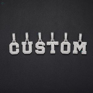 Pendentif en argent sterling 925 serti de diamants, alphabet hip-hop, diamant de laboratoire, pendentif personnalisé avec nom pour homme et femme - Product Image 3