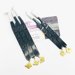 Ensemble de pinces à épiler breloque papillon doré personnalisé pince à épiler d'extension de cils en acier inoxydable durable accepte l'offre de logo vison - Product Image 1