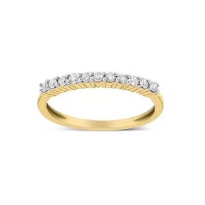Elegante anillo de bodas de media eternidad de diamante cultivado en laboratorio de oro amarillo de 14 quilates para mujer con certificación IGI - Product Image 1