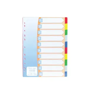 OEM Office Stationery Good Quality Multi Color 10 Section Size A4 Manila Folder PVC Rigid Paper File Index Dividers in Bulk