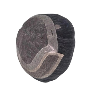 Peluca de Cabello Humano con Frente de Encaje para Hombre, Cabello Remy Indio, Cabello Taz de Bangladesh, Onda Profunda, Trama Única, 50% Gris - Product Image 1