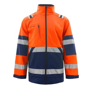 Hi Vis Jacket Hombres con rayas reflectantes para otoño Chaqueta reflectante Zip Safety Workwear Hoodie - Product Image 4