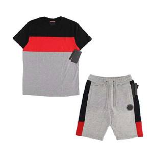 Prix de gros Cou surdimensionné Street Wear Été Hommes Twin Sets Top qualité Ensemble court Color Block T-Shirt et Shorts Polaire - Product Image 1