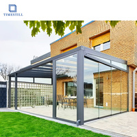 Pergola extérieure en alliage d'aluminium TIMESTILL résistante à la corrosion 4x6M avec store enrouleur imperméable et coupe-vent pour cour