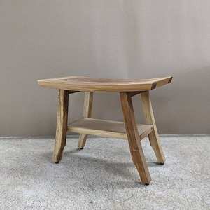 Tabouret de douche en bois massif de teck fabriqué en Indonésie - Product Image 2