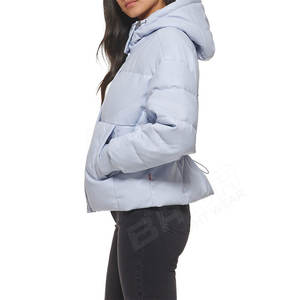 <b>Women's</b> <b>Lightweight</b> Quilted Puffer <b>Jacket</b> Winter <b>Waterproof</b> Windproof Hooded Satin Fabric Shearling Zipper Closure Printed Warm - Product Image 3