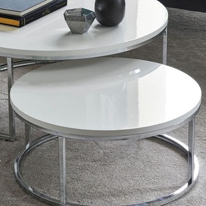 Tables gigognes, lot de 2 meubles de salon à cadre en acier inoxydable, plateau en marbre moderne, thé rond, ensemble de tables basses de luxe - Product Image 2