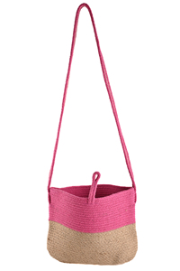 Sac bandoulière en jute rose, style bohème, couleur unie, écologique, sac messager pour femme, usage quotidien estival - Product Image 2