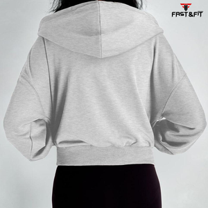 Women's Customizable 100% Cotton <b>Crop</b> <b>Top</b> Hoodie Full <b>Sleeve</b> Low MOQ Front Logo Printed Design Made in Pakistan - Product Image 3