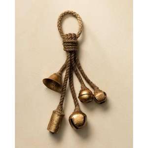 Cloches de vacances pour la décoration Manteau noir Cloches de finition Offre spéciale Jardin suspendu Ornements bon marché Cloches de Noël Corde de jute - Product Image 2