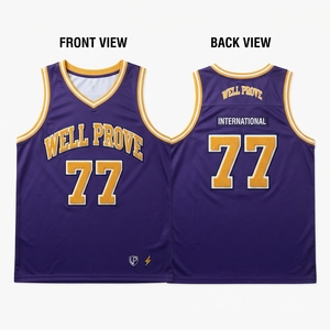 Maillot de basketball pour homme personnalisé imprimé par sublimation, sans manches, bretelles réglables, séchage rapide, 180 GSM, maille polyester, bleu marine et rouge, entièrement personnalisable - Product Image 4