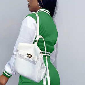 แจ็กเก็ตผู้หญิงแบบเลตเทอร์แมนระบายอากาศได้ดีเสื้อแจ็คเก็ตเบสบอลมีกระดุมโลโก้ออกแบบได้ตามต้องการสำหรับฤดูใบไม้ร่วงฤดูหนาว - Product Image 6