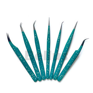 Pinzas de pestañas de acero inoxidable mejor valoradas para artistas de maquillaje herramienta de belleza de etiqueta privada para extensiones de pestañas y trabajo de aislamiento - Product Image 1