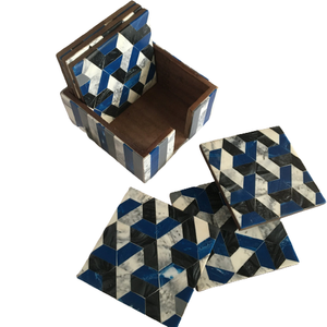 Manteles individuales cuadrados de madera de alta calidad con acabado de resina azul, decoración del hogar, uso superior de mesa, té, café, bebidas, posavasos gratis - Product Image 4