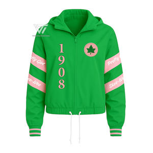 Venta al por mayor griega Alpha | Kapa | Alpha AKA Sorority ropa bordada con capucha Panel chaqueta - Product Image 1