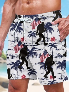 กางเกงขาสั้นชายหาดผ้าโพลีเอสเตอร์สำหรับผู้ชายกางเกงขาสั้นชายหาดผ้าโพลีเอสเตอร์100% ปรับได้มีเชือกผูกแบบลำลองฤดูร้อนสีฟ้าเสื้อผ้าชายหาด - Product Image 2