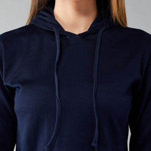 Vente en gros de sweats à capuche courts pour femmes de haute qualité, style streetwear, couleur personnalisée sur le devant, sweat à capuche court pour femmes à manches longues - Product Image 4