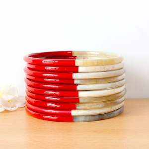 กำไลเขาสีแดงคุณภาพสูงกำไลเขาควายแท้สร้อยข้อมือเคลือบเงา - Product Image 1