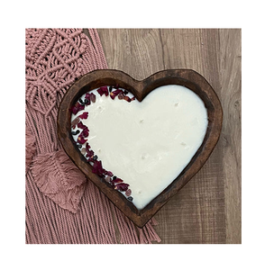 Forma de corazón Vela de madera Tazón de masa Portavelas único Hecho India Bodas Vela de Navidad Tazón de masa - Product Image 1