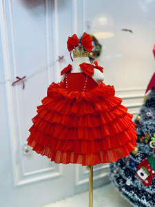 Robe longue princesse à manches courtes pour fille de haute qualité différentes couleurs 2-12 ans de nombreuses couches flottantes fabrication OEM ODM - Product Image 3