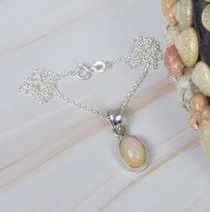 Mode opale éthiopienne 925 chaîne en argent Sterling pendentif bijoux faits à la main octobre pierre de naissance cadeau en pierre naturelle pour noël - Product Image 4