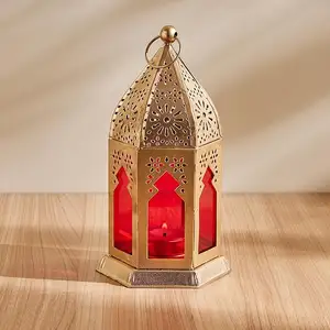 En popüler toptan fiyat yüksek kalite altın bitmiş düğün masa süslemeleri fas şekli fener ev süslemeleri ramazan dekor