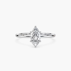 Anillo de Compromiso con Halo Oculto de Diamante Cultivado en Laboratorio con Corte Marquesa de 1.00 CT, Certificado IGI, Oro Sólido de 14K, Anillo de Novia Solitario para Mujer - Product Image 1