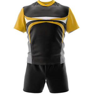 Uniformes de rugby negros y dorados Elite Teamwear con tela de alta calidad de ajuste personalizado para mayor durabilidad y máximo rendimiento en el campo - Product Image 5
