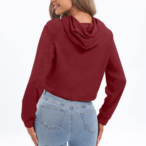 Sweat-shirt court de haute qualité en coton d'hiver décontracté pour femmes, sweat-shirt court de haute qualité avec impression de logo personnalisé à bas prix - Product Image 6