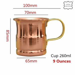 Pure Copper Moscow Mule Beer <b>Cup</b> with <b>Gold</b> Plated Handle Hammered Mug for Cocktail for Back to School - Product Image 5