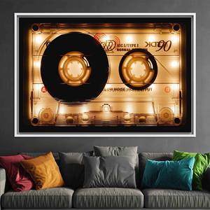 Décoration musicale moderne : Tableau imprimé sur toile avec design graphique, TOILE ENCADRÉE BLANCHE - Product Image 1