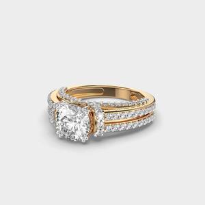 Regalo del Día de la Mujer, Anillo de Diamantes Cultivados en Laboratorio de Corte Clásico de 2.50 CTW, Elegante Anillo de Compromiso de Doble Hilera y Joyería de Boda para Mujer - Product Image 4