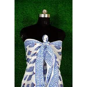 Handmade Cotton Beach Sarong <b>Indian</b> Hand Block Print Beach Sarongs Soft Voile Fabric Summer Pareo Wholesale - Product Image 2