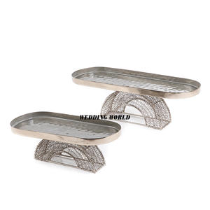 Soporte plegable de metal para chocolate Bandeja de chocolate de acero inoxidable pulido brillante Bandeja de chocolate decorativa de lujo de forma redonda - Product Image 6