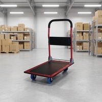 Chariot à plateforme pliable en acier de 150 kg, chariot à main à quatre roues pour entrepôt, bureau, supermarché, manutention de marchandises