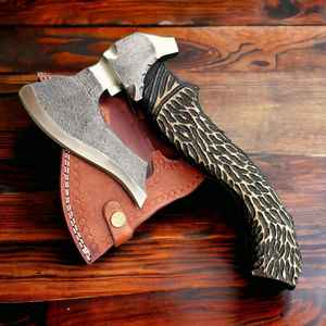Gran oferta, hacha de acero al carbono forjada a mano con hoja larga, mango de textura elegante, hacha de corte de Pizza vikinga - Product Image 1