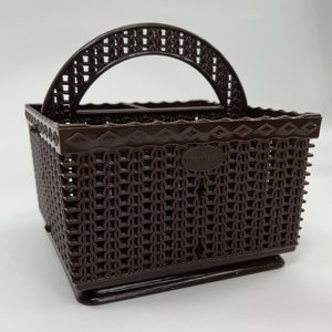 Eco-Friendly <b>Modern</b> Artisan Style Multi <b>Divider</b> Plastic Carry Basket with Arched Grip for Hospitality & Storage - Product Image 1