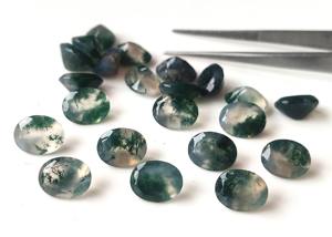 Agate de mousse naturelle 3x5mm-10x14mm Agate de mousse lâche à facettes ovale de haute qualité faite à la main pour la fabrication de bijoux - Product Image 2