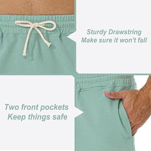 กางเกงขาสั้นผ้าคอตตอนสำหรับผู้ชายแบบสั่งทำกางเกงวิ่งออกกำลังกายแบบลำลองเอวยางยืดเอว5นิ้วมีกระเป๋าลายพื้น2025 - Product Image 5