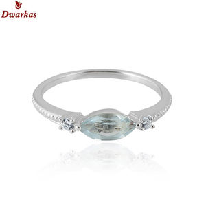 Joyería de Plata de Ley 925 de moda Topacio azul natural y anillo de fiesta de boda de múltiples piedras preciosas con incrustaciones de ajuste de bisel - Product Image 6