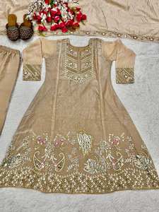 ชุด anarkali kurta ของผู้หญิง3ชิ้นฟรีไซส์ผ้าฝ้ายสีขาวสำหรับปาร์ตี้อินเดียและเสื้อผ้าปากีสถาน - Product Image 4