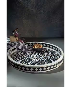 Plateau de service en os incrusté fait à la main avec un design moderne, taille personnalisée, décoration de cuisine pour les restaurants, spécialités de l'Aïd et du Ramadan - Product Image 3