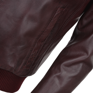 Chaquetas bomber de cuero para hombre de primera calidad, en color rojo oxígeno, negro y marrón claro. - Product Image 3